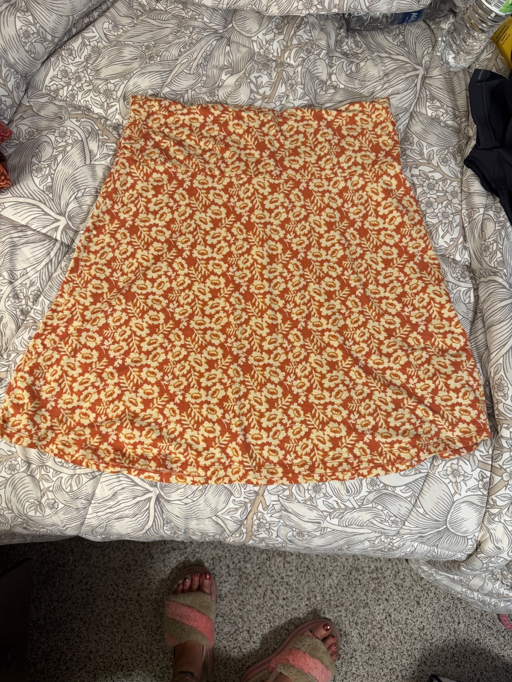 Toad&Co Orange and Cream Floral Chaka Skirt L